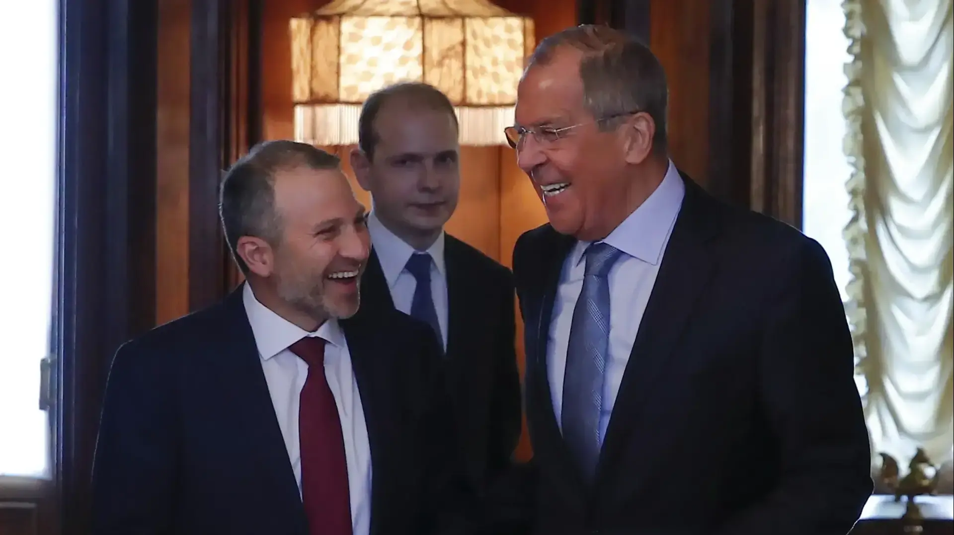 שר החוץ של רוסיה, סרגיי לברוב, ושר החוץ של לבנון בסיל, בביירות, 20 באוגוסט 2018 שר החוץ של רוסיה, סרגיי לברוב, ושר החוץ של לבנון בסיל, בביירות, 20 באוגוסט 2018