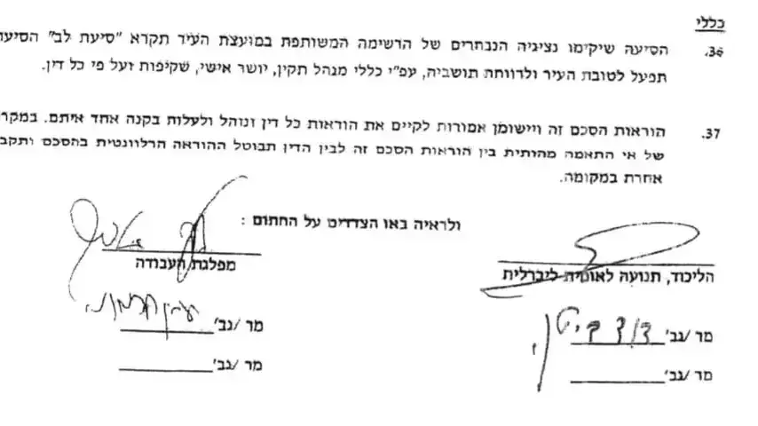 חתימות בחוזה בין הליכוד והעבודה חתימות בחוזה בין הליכוד והעבודה