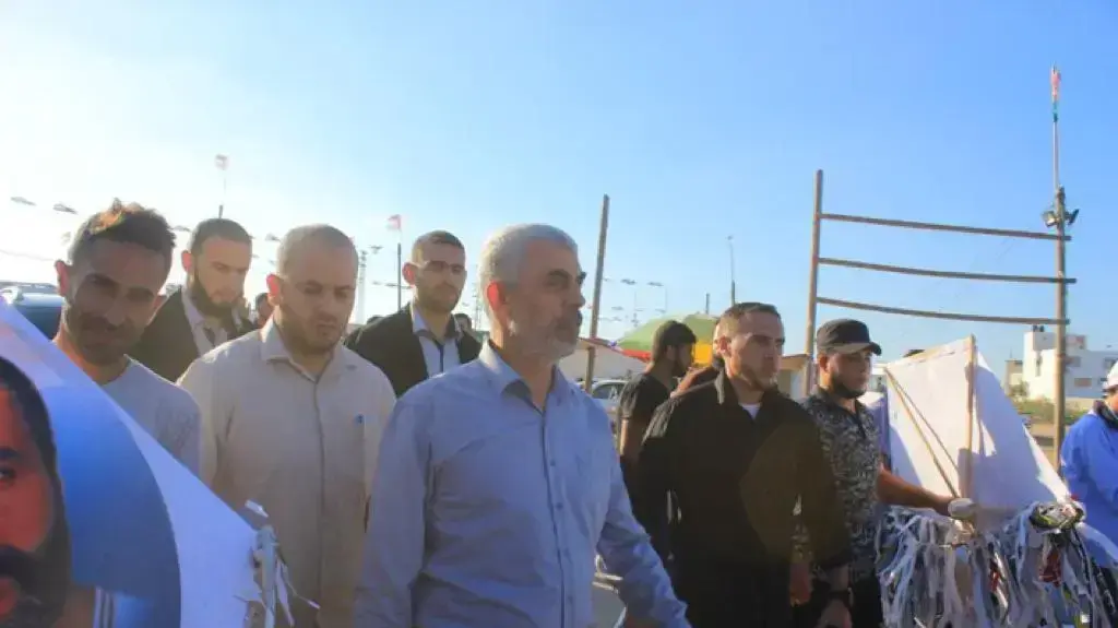 מנהיג חמאס ברצועת עזה יחיא סינוואר במחנה הפליטים אל עוודה מזרחית לעיר עזה 21 ספטמבר 2018 מנהיג חמאס ברצועת עזה יחיא סינוואר במחנה הפליטים אל עוודה מזרחית לעיר עזה 21 ספטמבר 2018