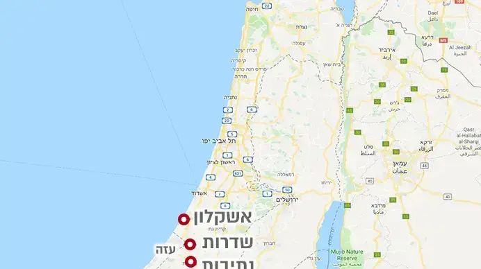 מפת נפילות בתוך יישובים, 13 בנובמבר 2018 מפת נפילות בתוך יישובים, 13 בנובמבר 2018