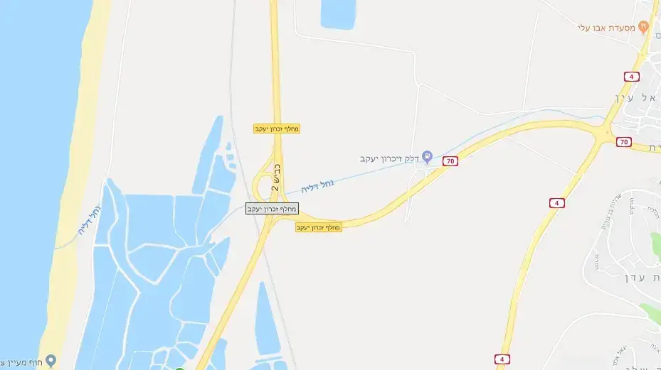 מפת כביש 70 באזור זכרון יעקב מפת כביש 70 באזור זכרון יעקב