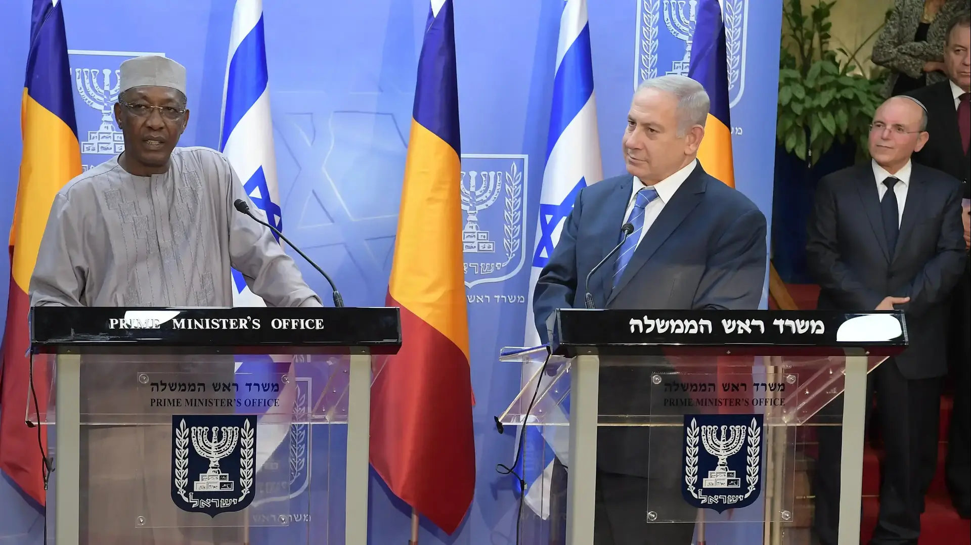 הצהרות ראש הממשלה בנימין נתניהו עם נשיא צ'אד Idriss D&eacute;by 25 בנובמבר 2018 
