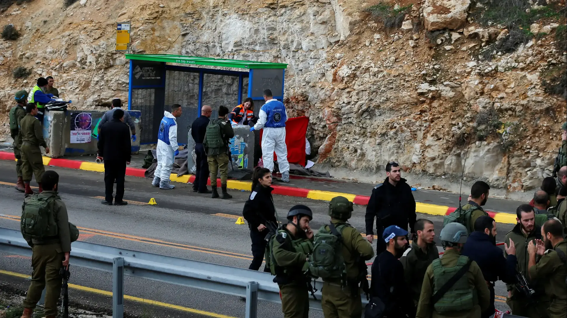 זירת הפיגוע בצומת עפרה , דצמבר 2018