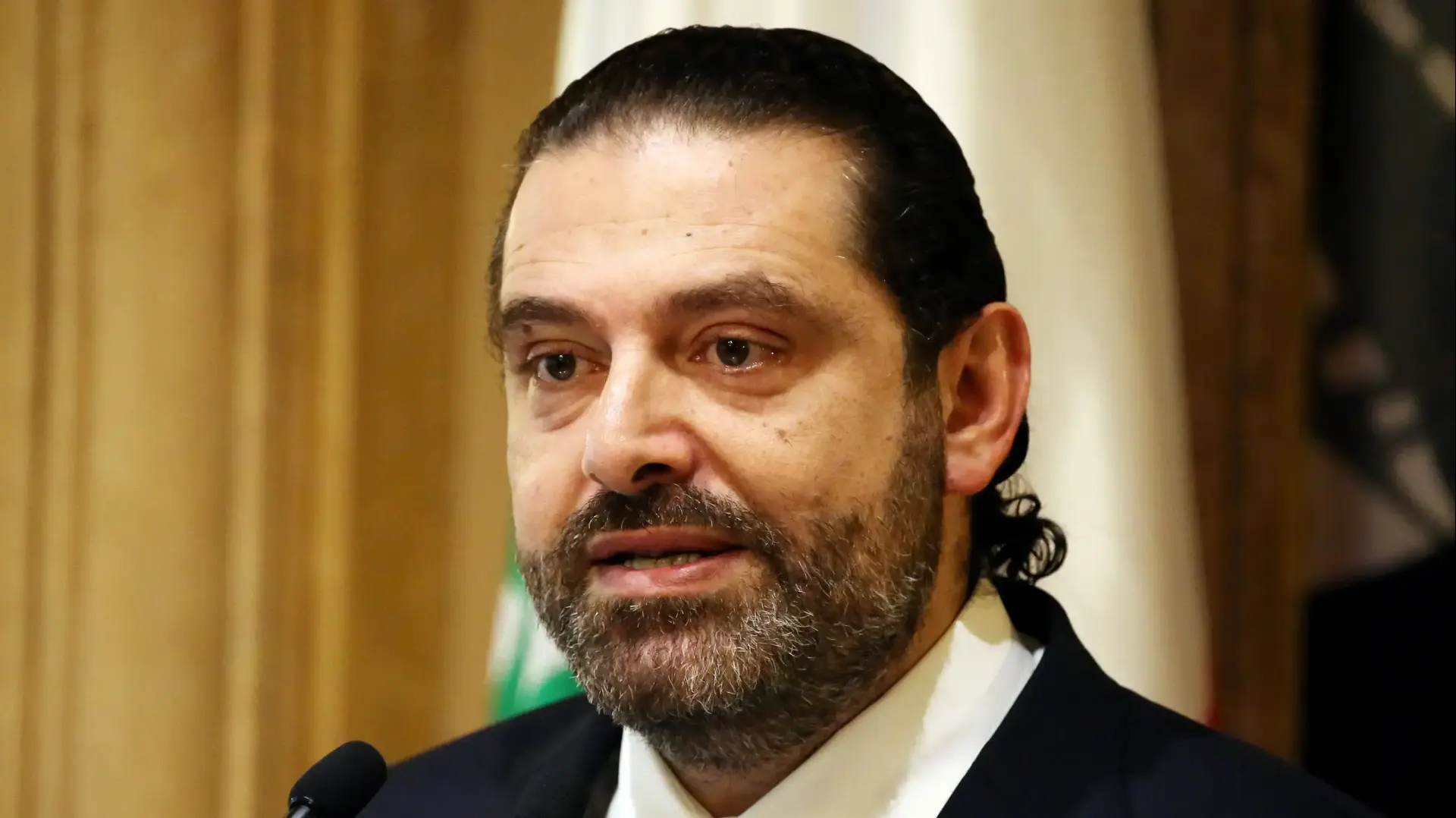 סעד אל חרירי ראש ממשלת לבנון נואם בביירות, 13 בדצמבר 2018 סעד אל חרירי ראש ממשלת לבנון נואם בביירות, 13 בדצמבר 2018