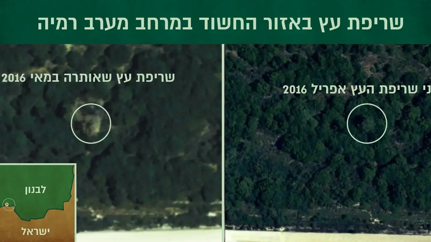 עץ בודד שנשרף במרחב בניית המנהרה ועוררה את החשד להימצאותה של מנהרת טרור התקפית שנחפרה ממרחב מערב הכפר השיעי רמיה עץ בודד שנשרף במרחב בניית המנהרה ועוררה את החשד להימצאותה של מנהרת טרור התקפית שנחפרה ממרחב מערב הכפר השיעי רמיה