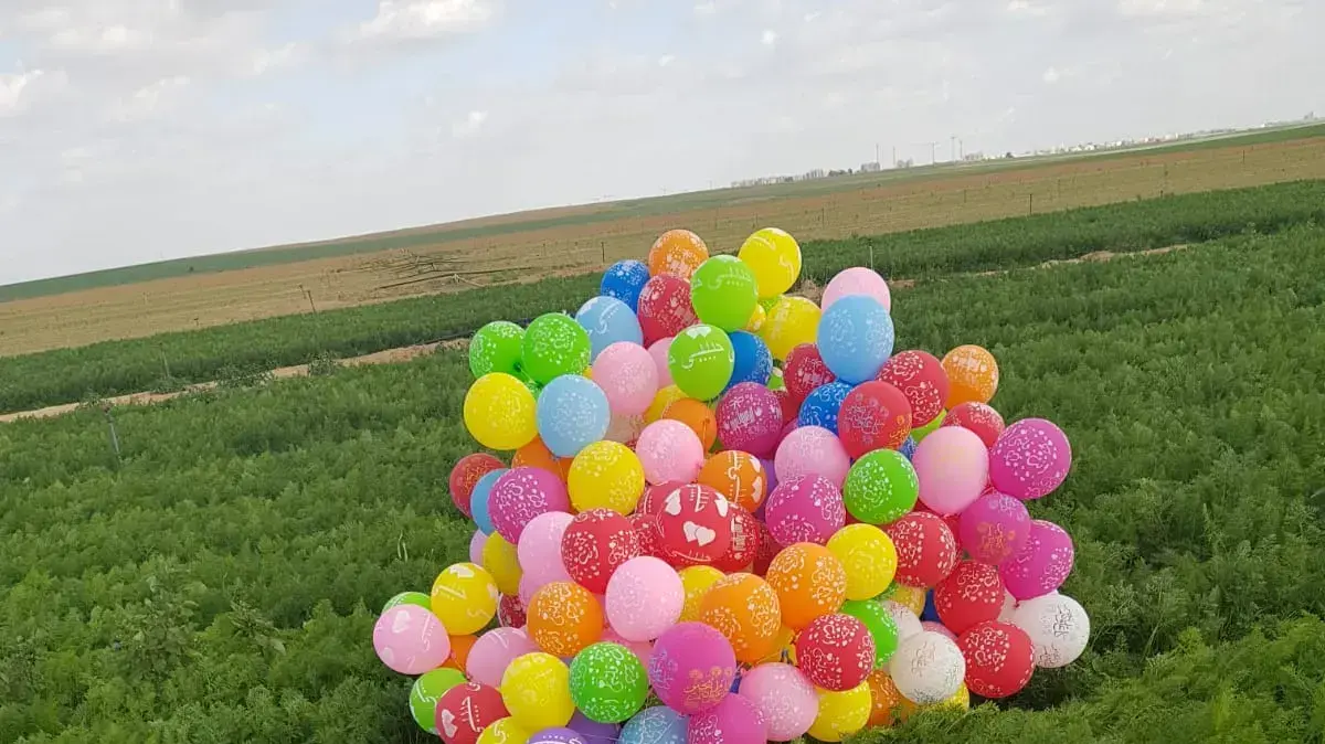 טיפול בצרור בלונים שאותרו במועצה האזורית נגב 6 בינואר 2018 