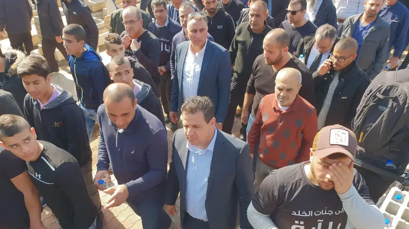 איימן עודה בהלוויתה של איה מסארווה, 23 בינואר 2018 איימן עודה בהלוויתה של איה מסארווה, 23 בינואר 2018