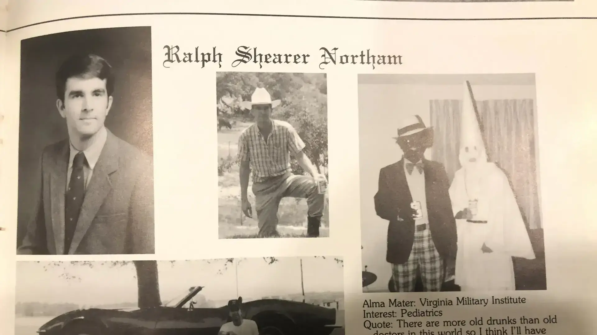 תמונת ספר מחזור גזענית של מושל וירג'יניה ראלף נורת'האם תמונת ספר מחזור גזענית של מושל וירג'יניה ראלף נורת'האם
