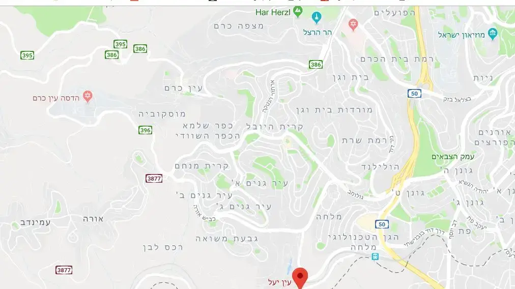 מפה - זירת רצח הנערה בעין יעל מפה - זירת רצח הנערה בעין יעל