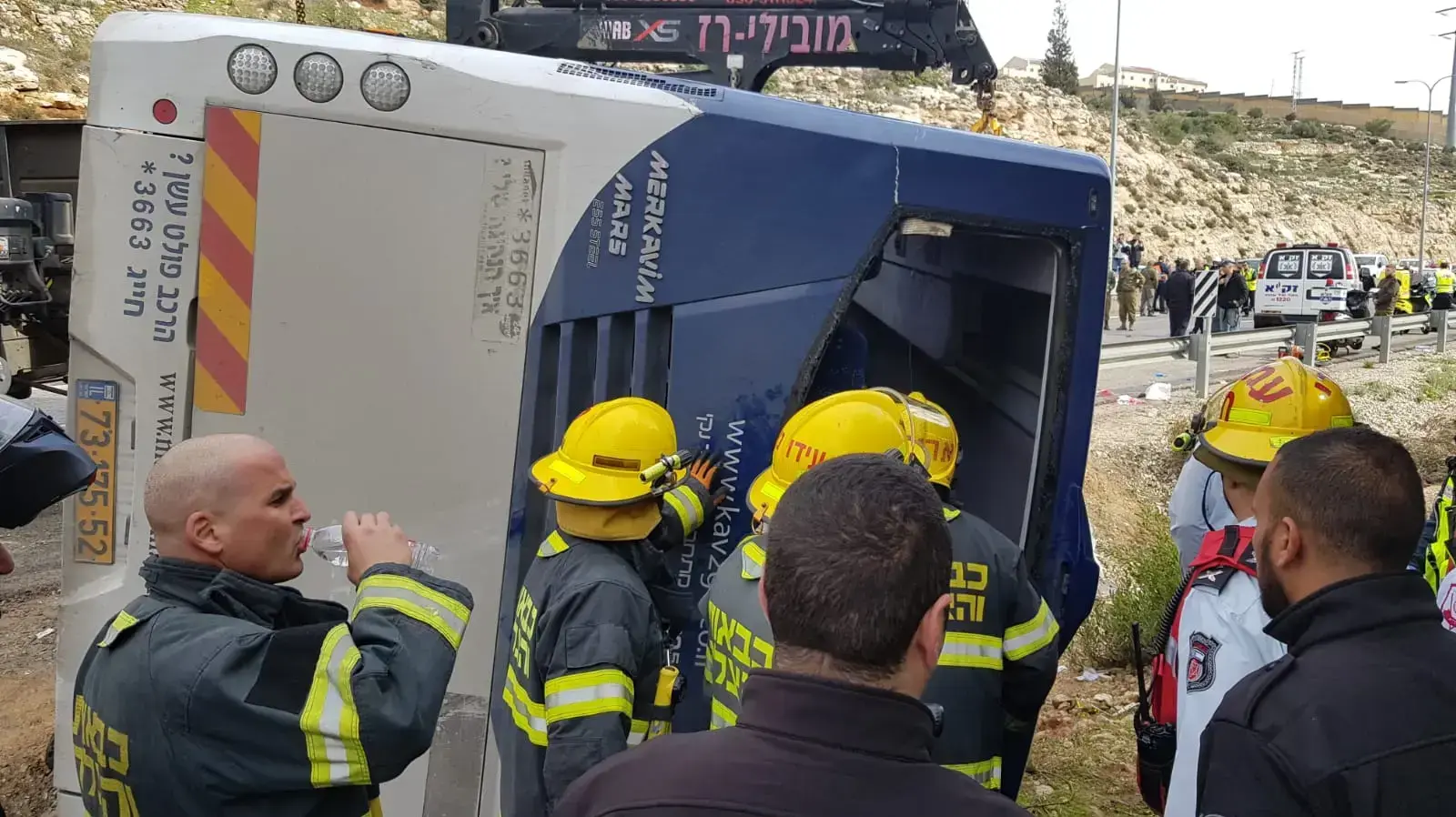 לכודים באוטובוס בצומת בית חורון, 10.2.2019 לכודים באוטובוס בצומת בית חורון, 10.2.2019
