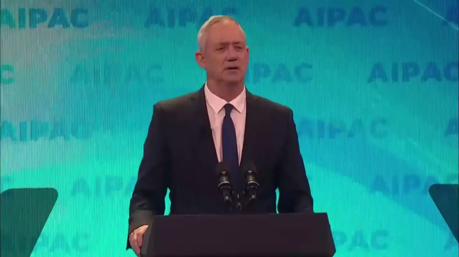 בני גנץ במהלך נאומו באיפא"ק 25 במרץ 2019 