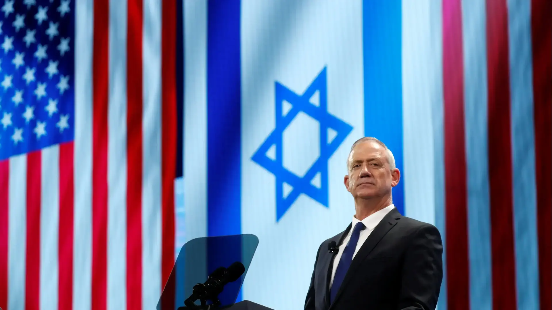 בני גנץ במהלך נאומו באיפא"ק 25 במרץ 2019 בני גנץ במהלך נאומו באיפא"ק 25 במרץ 2019
