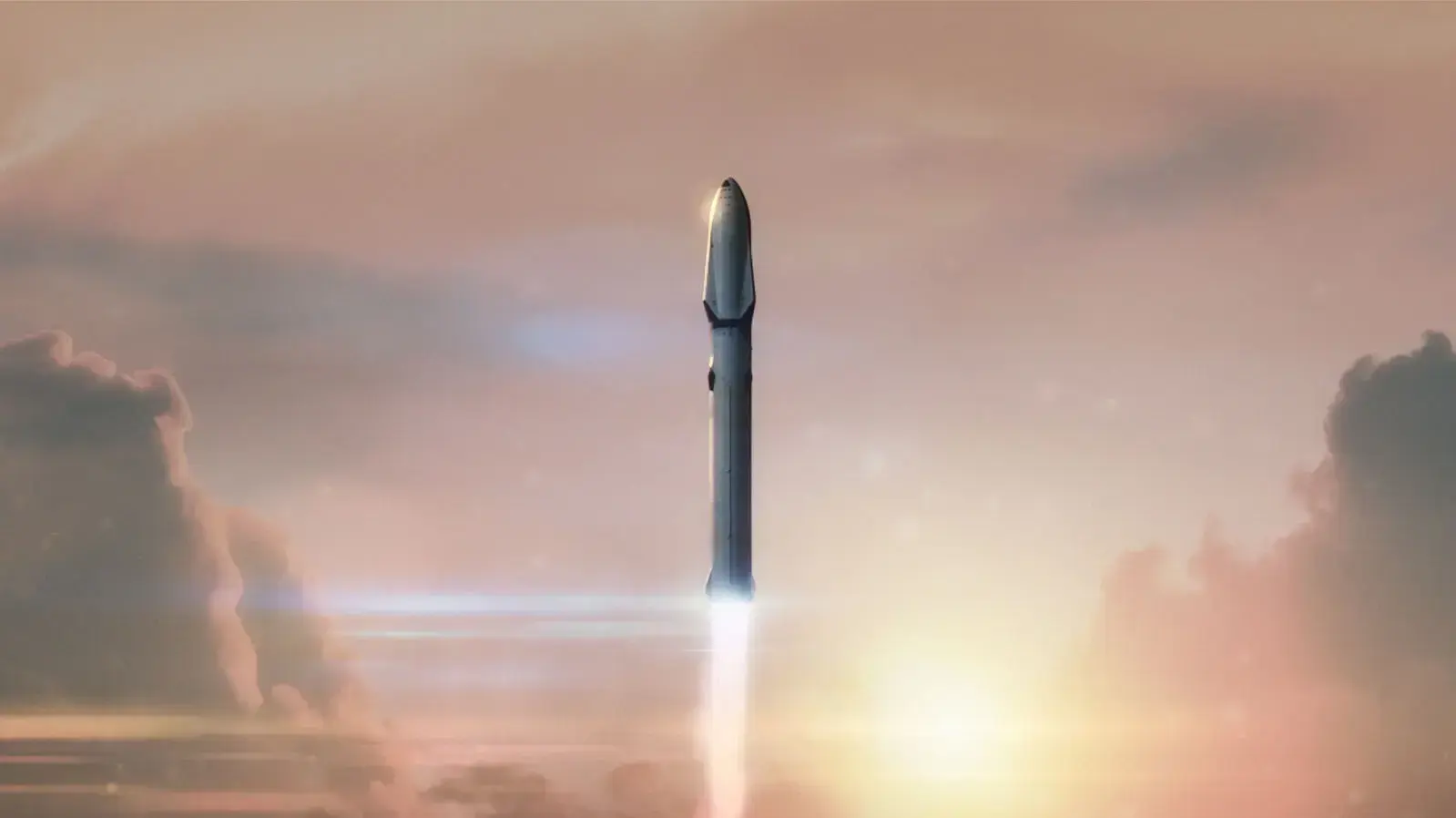הדמיה חללית Big Falcon Rocket של SpaceX הדמיה חללית Big Falcon Rocket של SpaceX