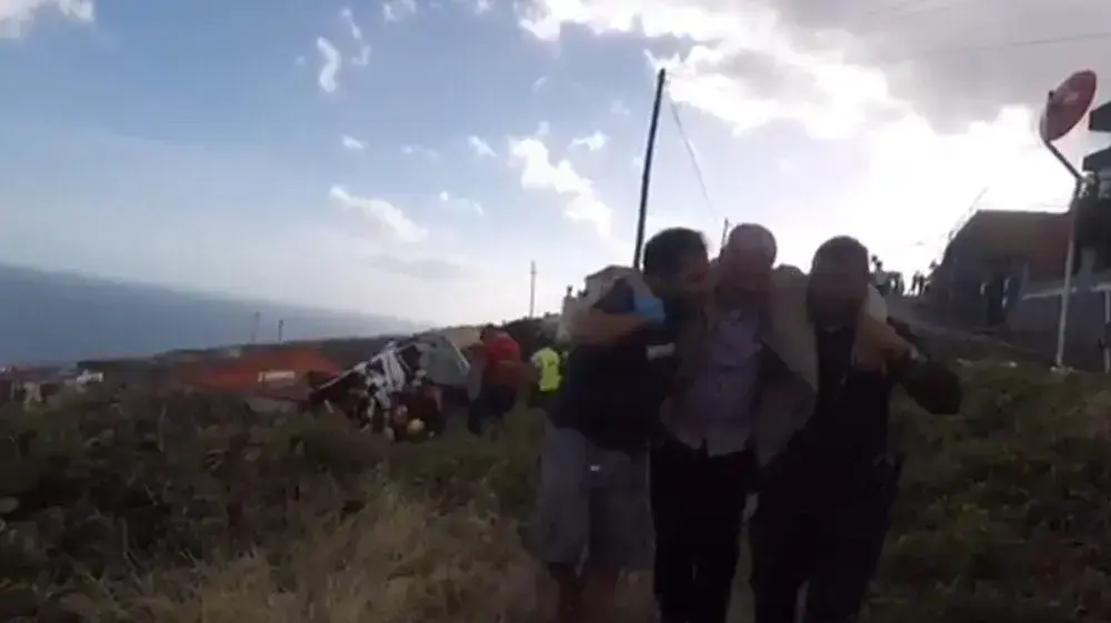 זירת התהפכות האוטובוס באי מדרייה שבקרבת פורטוגל 17 בפאריל 2019 