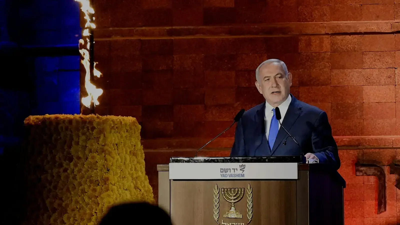 ראש הממשלה, בנימין נתניהו, במהלך עצרת הזיכרון לשואה ולגבורה, יד ושם, ירושלים 1 במאי 2019 ראש הממשלה, בנימין נתניהו, במהלך עצרת הזיכרון לשואה ולגבורה, יד ושם, ירושלים 1 במאי 2019