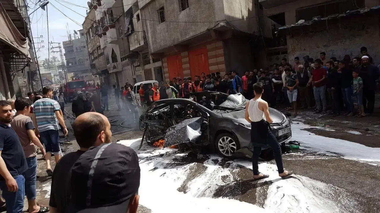חאמד אל-חדרי, נורה מהפצצת רכבו בידי צה"ל בעזה, 5 במאי 2019 חאמד אל-חדרי, נורה מהפצצת רכבו בידי צה"ל בעזה, 5 במאי 2019