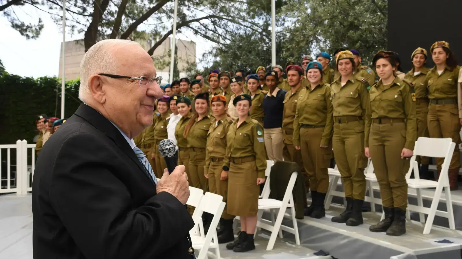 נשיא המדינה, ראובן (רובי) ריבלין בחזרות לקראת טקס החיילים המצטיינים המסורתי של יום העצמאות, הר הרצל, ירושלים 7 במאי 2019 
