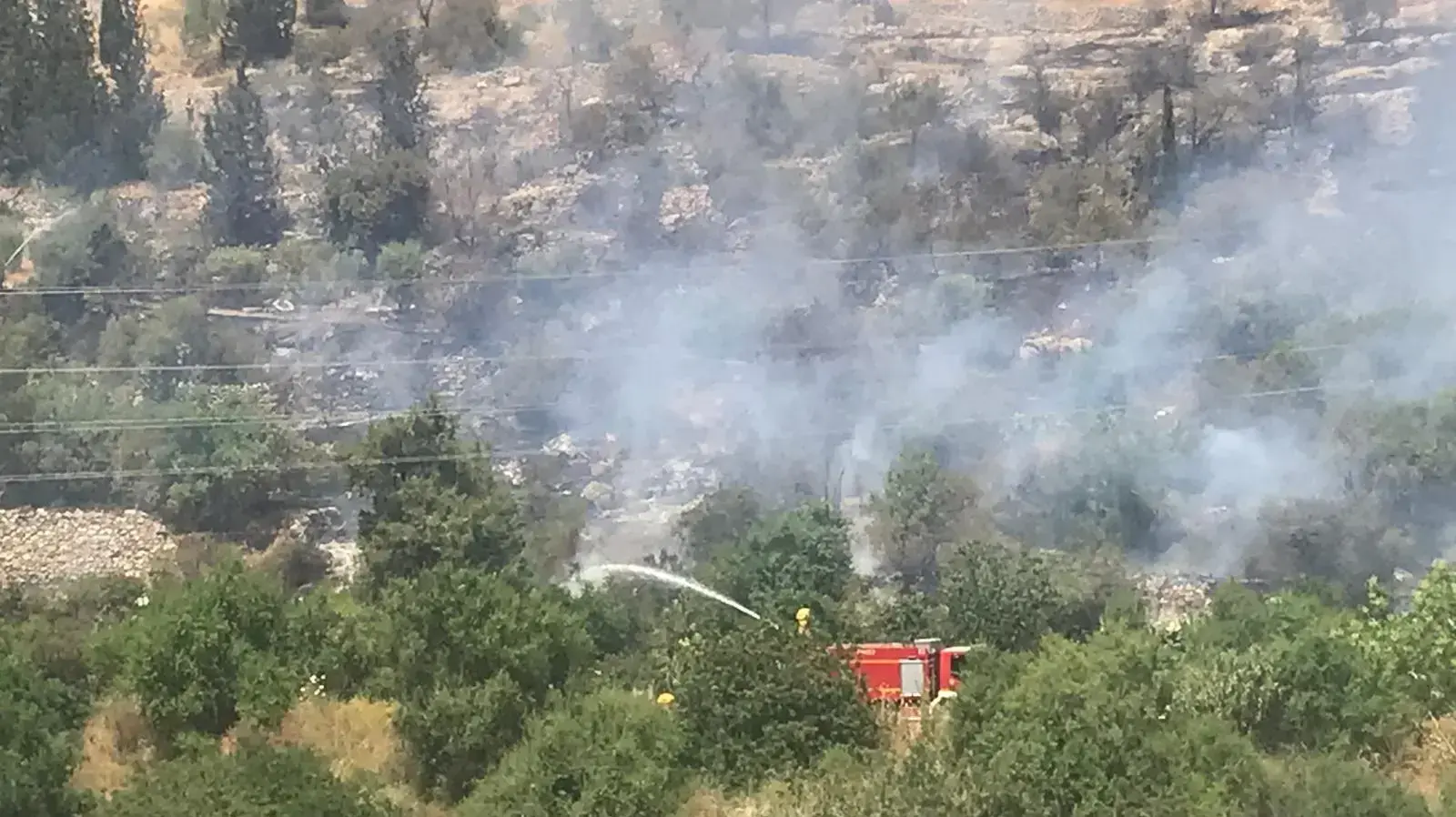 שריפה חורש במבשרת ציון על כביש 1
שריפה חורש במבשרת ציון על כביש 1