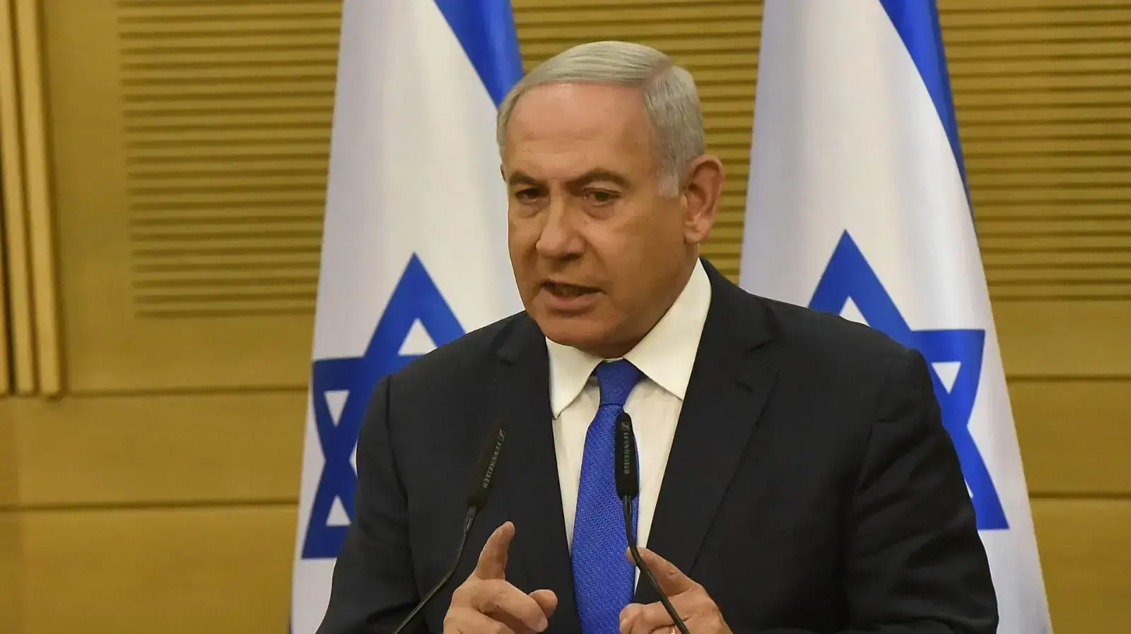 ראש הממשלה, בנימין נתניהו במהלך הצהרה לתקשורת 27 במאי 2019 ראש הממשלה, בנימין נתניהו במהלך הצהרה לתקשורת 27 במאי 2019