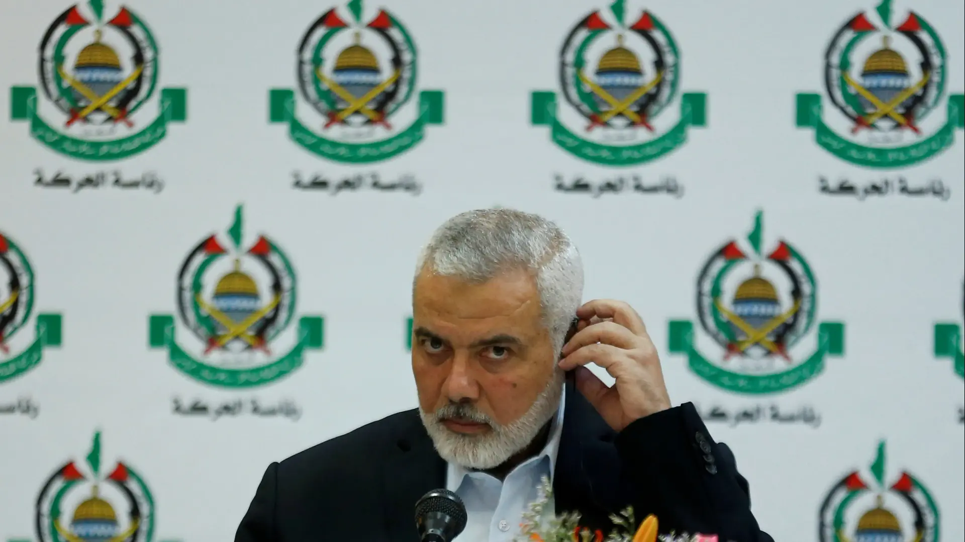 יו"ר הלשכה המדינית של חמאס, אסמאעיל הנייה, במהלך מסע"ת בעזה 20 ביוני 2019
יו"ר הלשכה המדינית של חמאס, אסמאעיל הנייה, במהלך מסע"ת בעזה 20 ביוני 2019