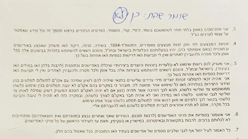 חלק מטופס עליו נדרשים לחתום נבחנים לתוכנית "הכוכב הבא לאירוויזיון" ובו הם נשאלים אם הם שומרים שבת או לא חלק מטופס עליו נדרשים לחתום נבחנים לתוכנית "הכוכב הבא לאירוויזיון" ובו הם נשאלים אם הם שומרים שבת או לא