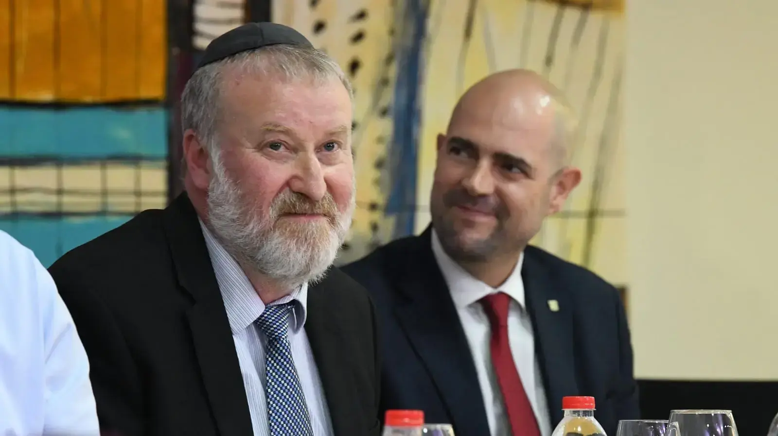 היועמ"ש, אביחי מנדלבליט ושר המשפטים הנכנס, אמיר אוחנה במהלך טקס קבלת פנים לשר המשפטים, משרד המשפטים, ירושלים 23 ביוני 2019  1