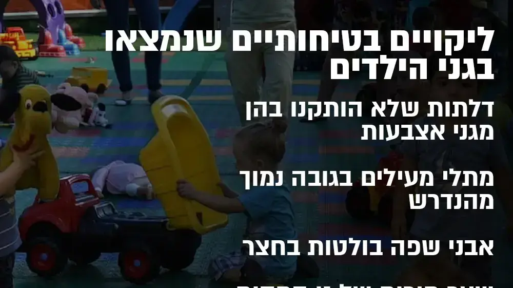 אינפו - ליקויים בטיחותיים שנמצאו בגני ילדים אינפו - ליקויים בטיחותיים שנמצאו בגני ילדים