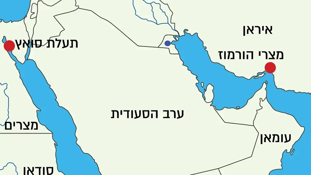 מפה של המפרץ הפרסי והאזור