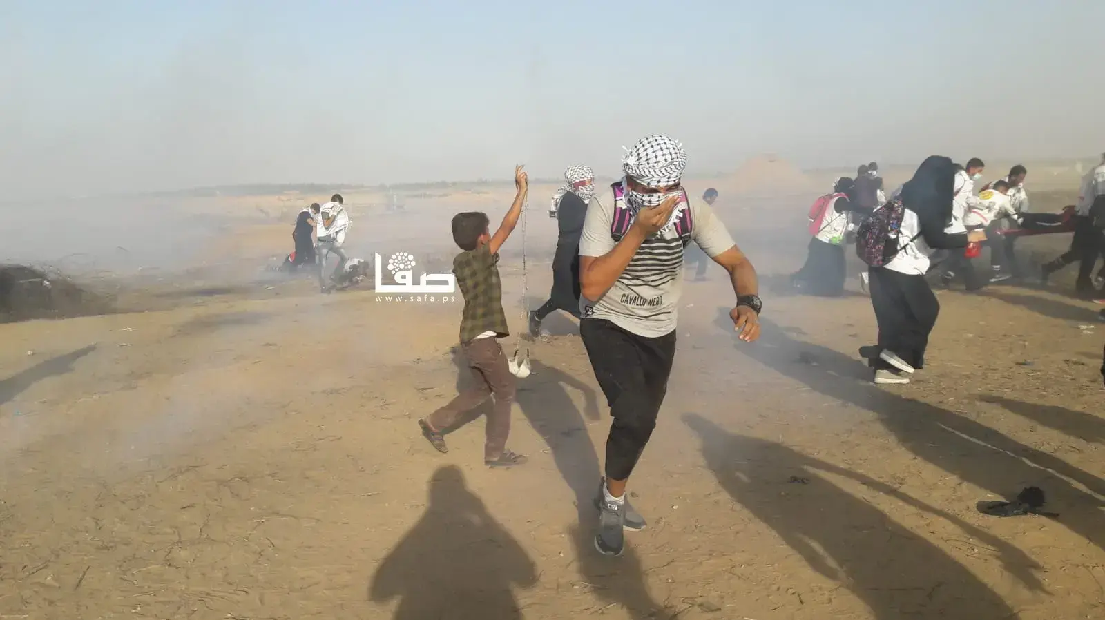 מפגינים פלסטינים בגבול רצועת עזה, הפרות סדר, 12 יולי 2019