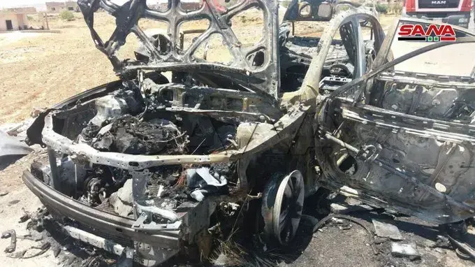 מכונית של הפעיל משהור זידאן שהותקפה בדרום סוריה, 21 ביולי 2019 מכונית של הפעיל משהור זידאן שהותקפה בדרום סוריה, 21 ביולי 2019