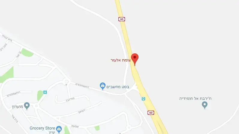 מפת אזור פיגוע הדריסה בכביש 60 סמוך לאלעזר בגוש עציון מפת אזור פיגוע הדריסה בכביש 60 סמוך לאלעזר בגוש עציון