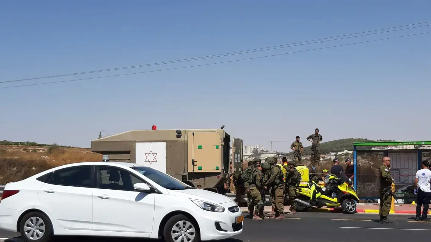 זירת פיגוע דריסה בכביש 60 סמוך ליישוב אלעזר בגוש עציון, 16 באוגוסט 2019