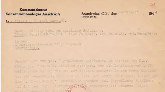 מסמך מיום הפסקת ההשמדה באושוויץ 3/11/1944 מסמך מיום הפסקת ההשמדה באושוויץ 3/11/1944