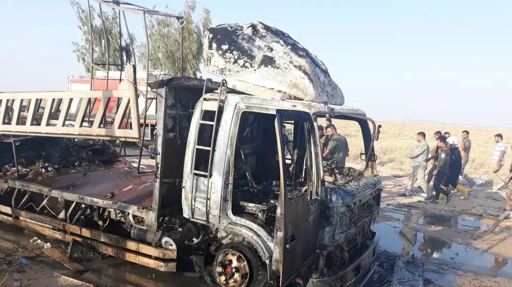 רכב שנפגע מתקיפה בעיראק, 25 באוגוסט 2019 רכב שנפגע מתקיפה בעיראק, 25 באוגוסט 2019