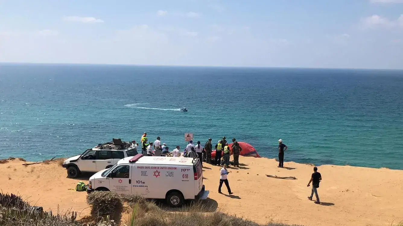 זירת התרסקות המצנח סמוך לארסוף 28 באוגוסט 2019 