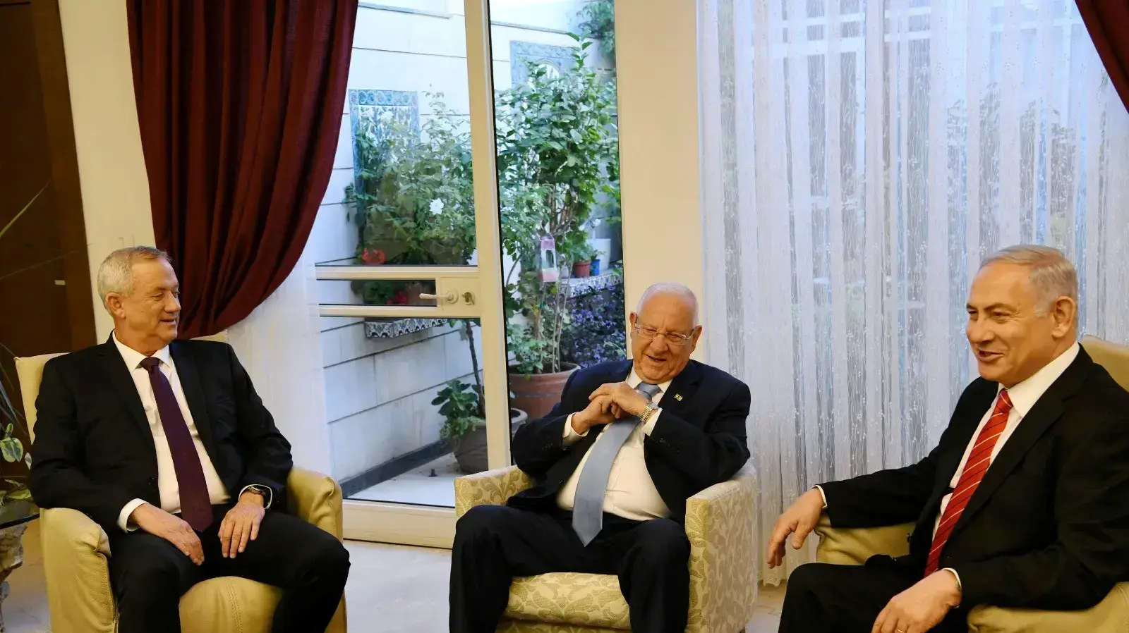 פגישת ראובן ריבלין, בנימין נתניהו, בני גנץ, בית הנשיא, ירושלים, 25.09.19 פגישת ראובן ריבלין, בנימין נתניהו, בני גנץ, בית הנשיא, ירושלים, 25.09.19