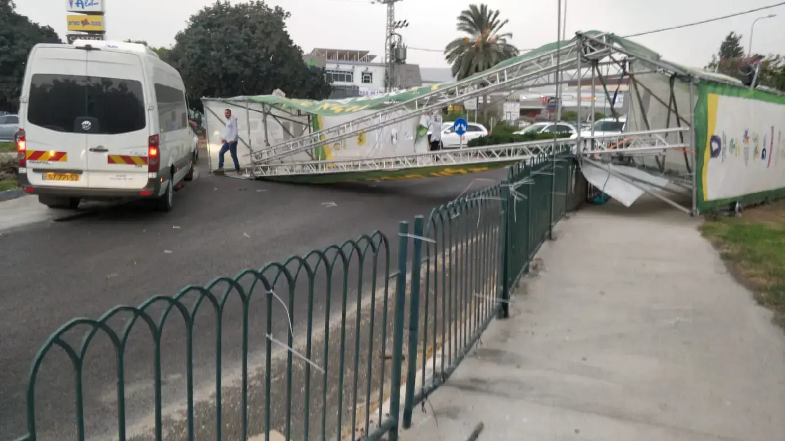 שער ההזנקה שקרס בצומת צמח בעמק הירדן. 15 באוקטובר 2019.