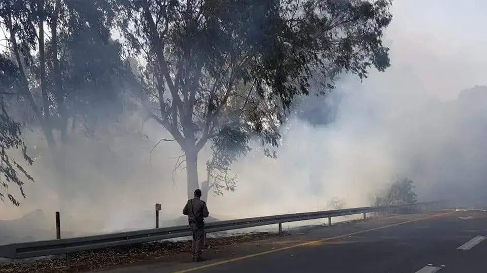 שריפת קוצים שהתפשטה לא הרחק מבתי המגורים בקיבוץ עין שמר, 10 בנובמבר 2019 שריפת קוצים שהתפשטה לא הרחק מבתי המגורים בקיבוץ עין שמר, 10 בנובמבר 2019