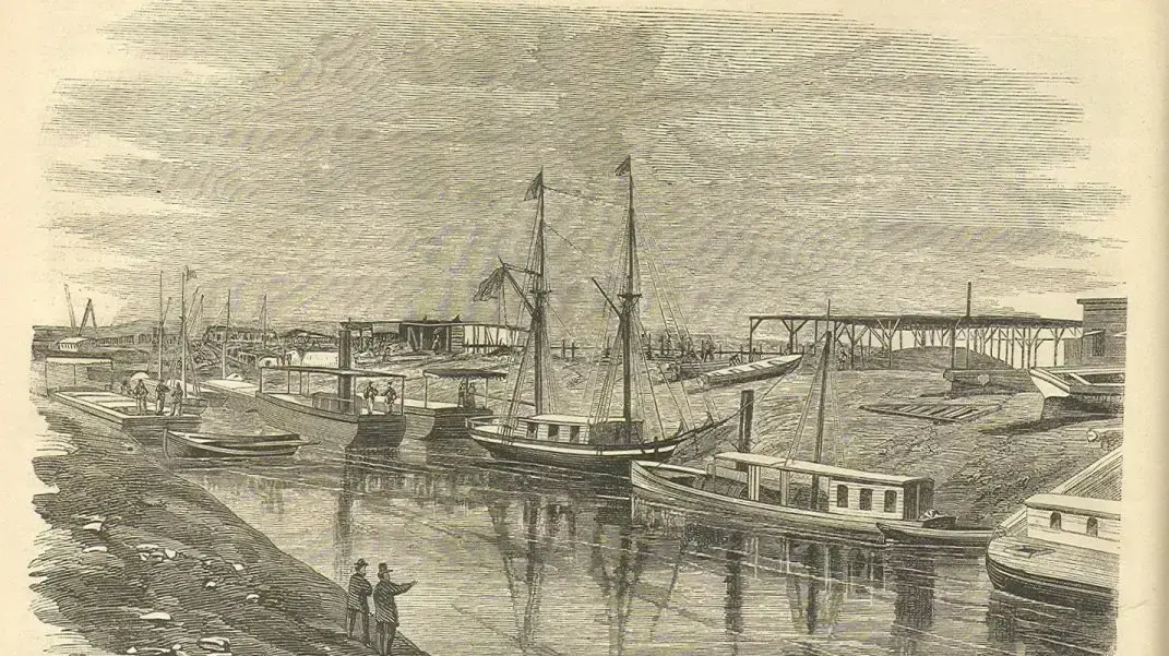 איור של תעלת סואץ, 1869 איור של תעלת סואץ, 1869