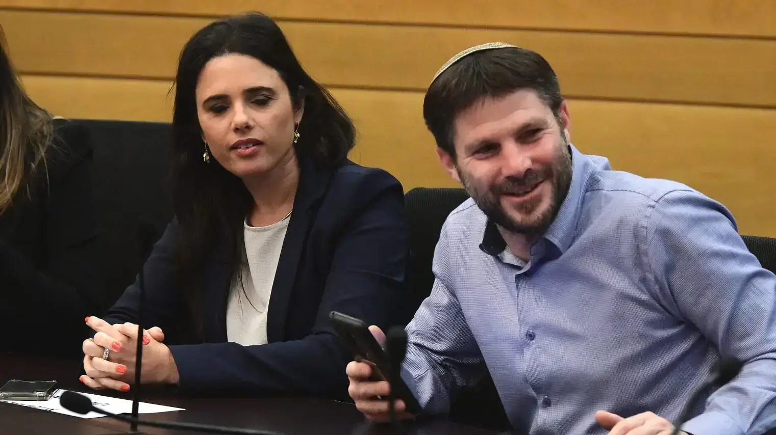 בצלאל סמוטריץ' ואיילת שקד בישיבת הבלוק, כנסת, 18 בנובמבר 2019