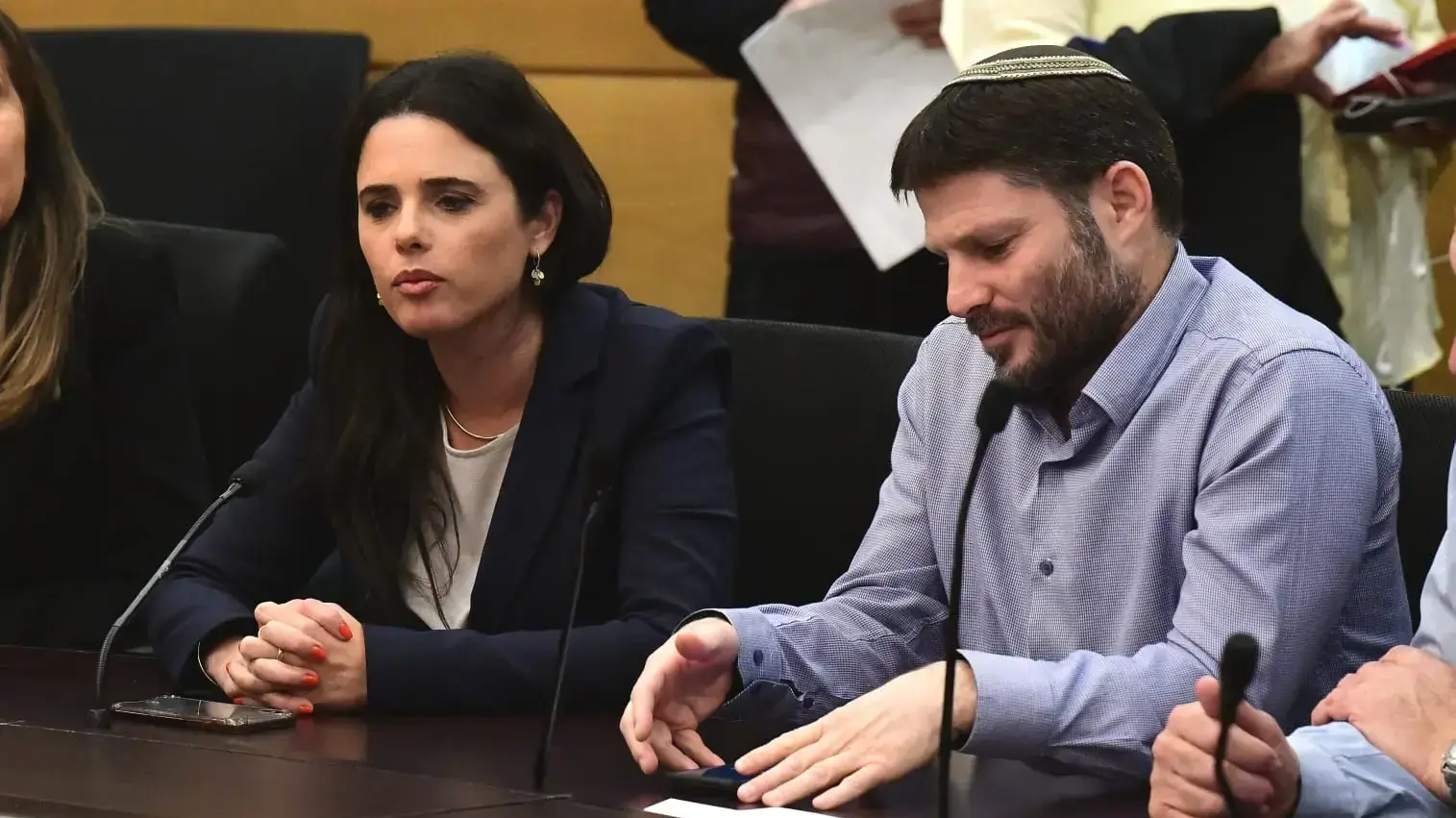 בצלאל סמוטריץ' ואיילת שקד בישיבת הבלוק, כנסת, 18 בנובמבר 2019
