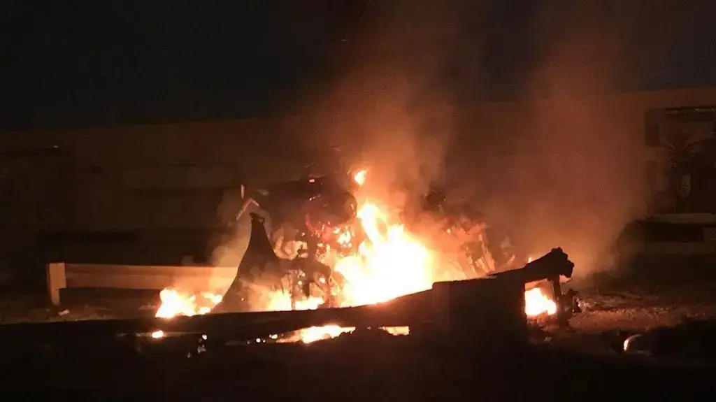 הזירה בה פגעו רקטות, וחוסל בכיר במילציות השיעיות, בנמל התעופה בבירת עיראק, בגדאד. 03 בינואר 2020. הזירה בה פגעו רקטות, וחוסל בכיר במילציות השיעיות, בנמל התעופה בבירת עיראק, בגדאד. 03 בינואר 2020.