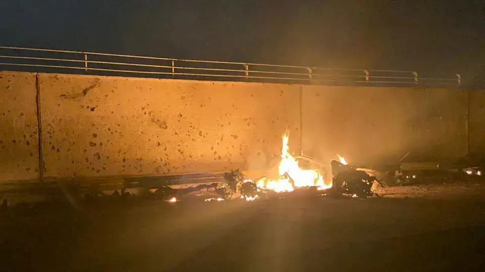 זירת חיסלו של של קאסם סולימנאי בשדה התעופה בבגדד, בגדאד, עיראק 3 בינואר 2019 זירת חיסלו של של קאסם סולימנאי בשדה התעופה בבגדד, בגדאד, עיראק 3 בינואר 2019