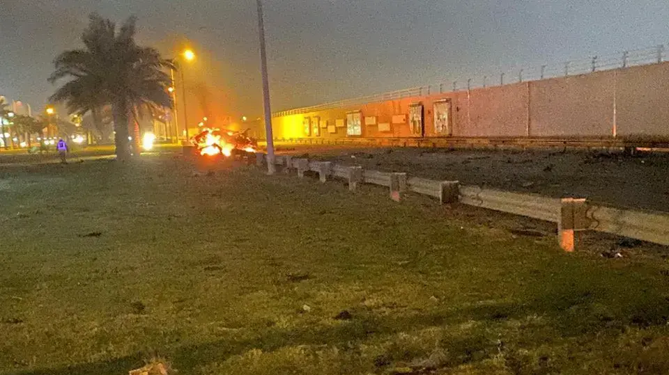 זירת חיסלו של של קאסם סולימנאי בשדה התעופה בבגדד, בגדאד, עיראק 3 בינואר 2019 זירת חיסלו של של קאסם סולימנאי בשדה התעופה בבגדד, בגדאד, עיראק 3 בינואר 2019