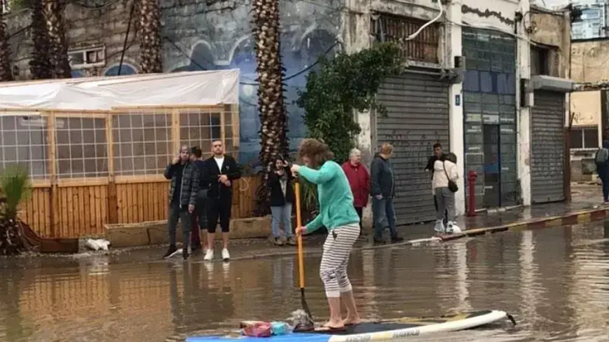 הצפות בשל מזג האוויר ביפו. 4 בינואר 2020 הצפות בשל מזג האוויר ביפו. 4 בינואר 2020