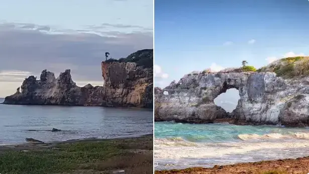 קשת אבן באי פורטו ריקו שנהרסה ברעידת אדמה, 6 בינואר 2020