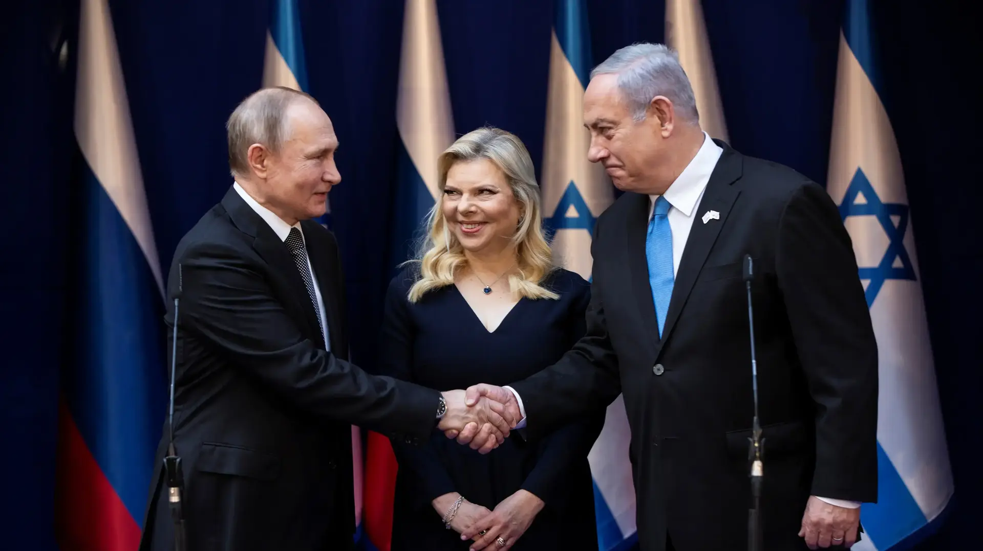 ראש הממשלה, בנימין נתניהו ונשיא רוסיה ולדימר פוטין בפתח פגישתם במעון רה"מ, ירושלים 23 בינואר 2020 ראש הממשלה, בנימין נתניהו ונשיא רוסיה ולדימר פוטין בפתח פגישתם במעון רה"מ, ירושלים 23 בינואר 2020