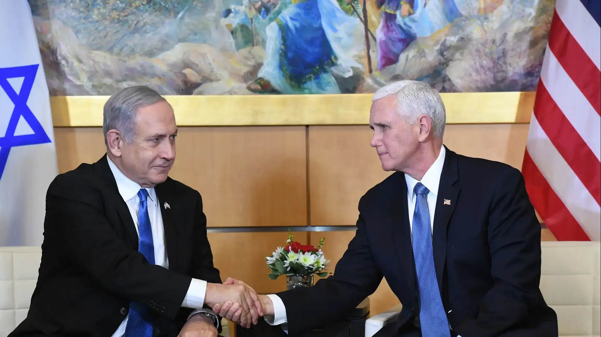 ראש הממשלה בנימין נתניהו נפגש עם סגן נשיא ארצות הברית מייק פנס בשגרירות האמריקאית בירושלים. 23 בינואר 2020 ראש הממשלה בנימין נתניהו נפגש עם סגן נשיא ארצות הברית מייק פנס בשגרירות האמריקאית בירושלים. 23 בינואר 2020