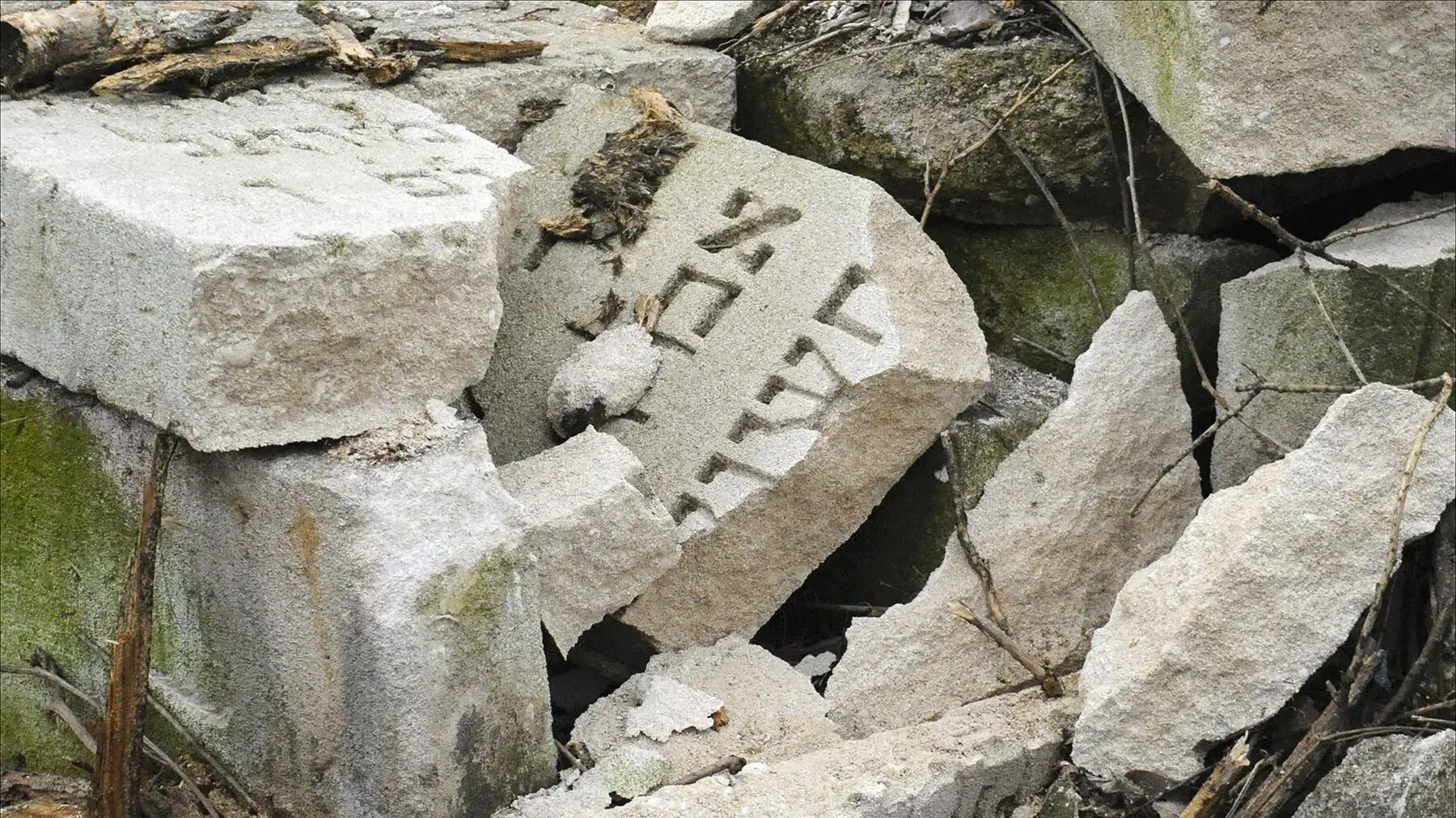 מצבות שבורות ומתפוררות בבית העלמין היהודי של קישינב
