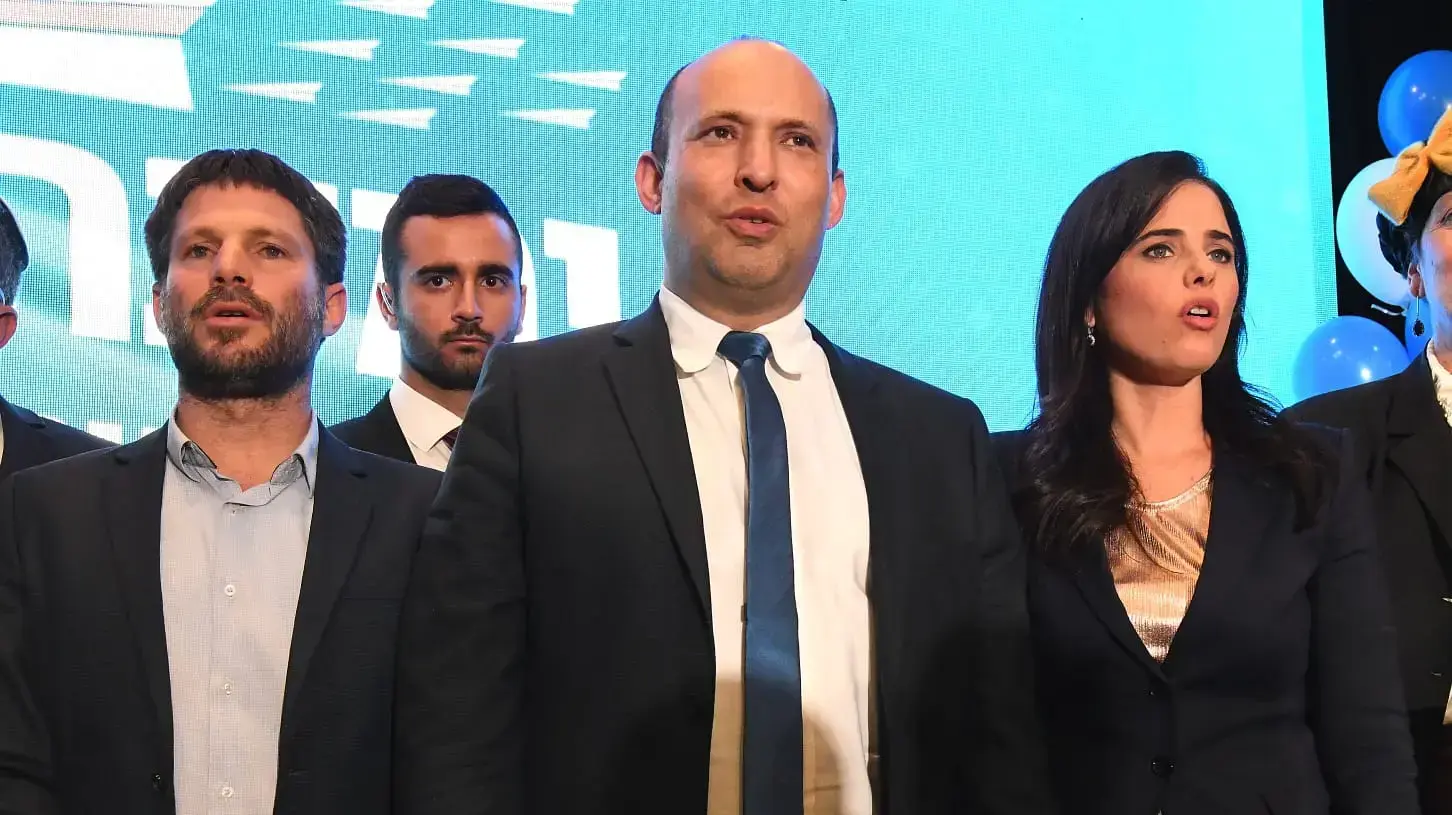 נפתלי בנט, חיים דרוקמן, איילת שקד, בצלאל סמוטריץ' בכנס השקת ימינה, כפר המכביה, 12 בפברואר 2020 נפתלי בנט, חיים דרוקמן, איילת שקד, בצלאל סמוטריץ' בכנס השקת ימינה, כפר המכביה, 12 בפברואר 2020